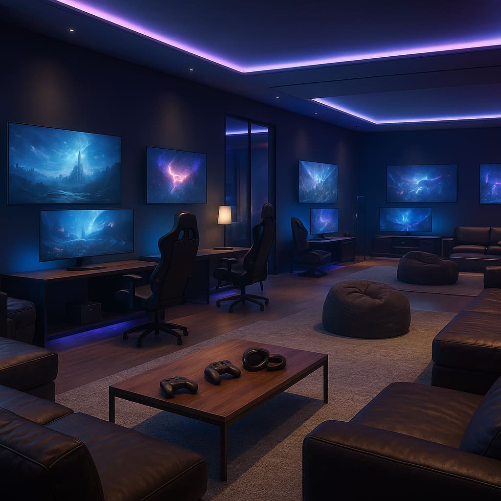 Modernes Console Gaming Lounge Interior